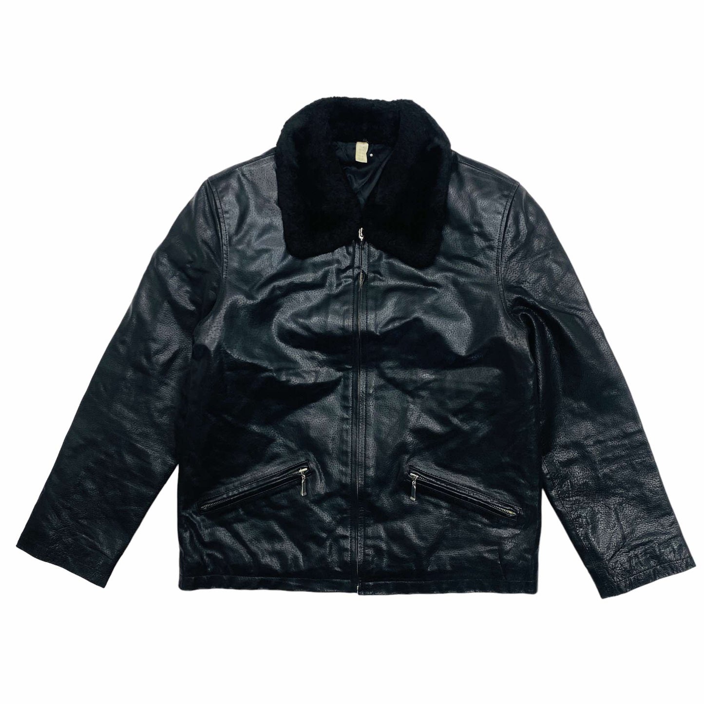 
                  
                    Faux Fur Collared Leather Jacket - Medium
                  
                