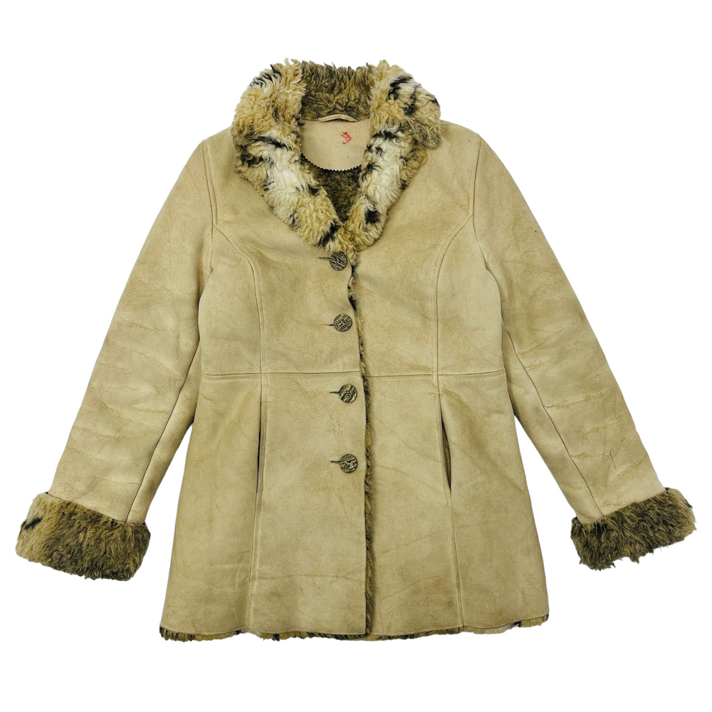 Ladies Y2K Fur Trim Jacket - Small