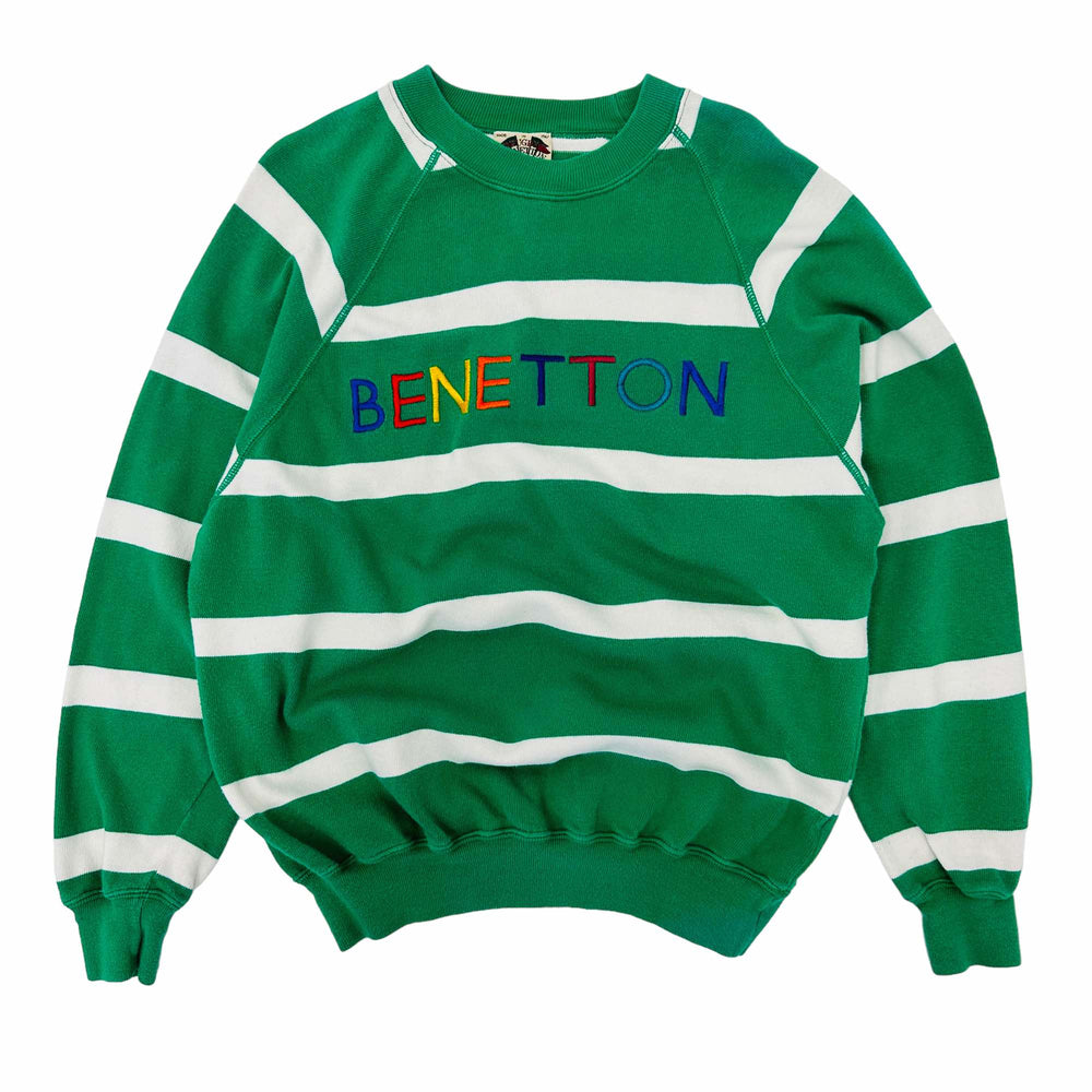 Vintage 90s Benetton Multi Colour Stripe Sweatshirt - Large